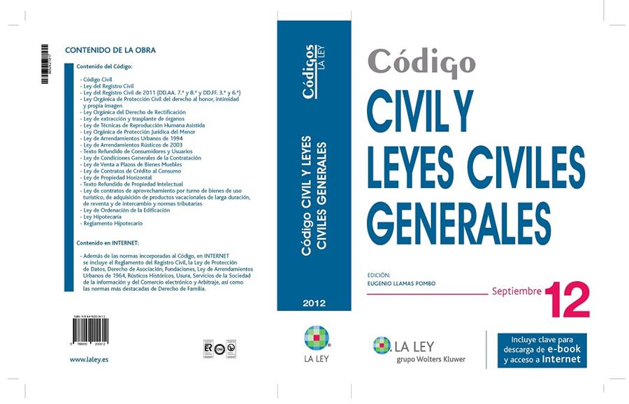 CÓDIGO CIVIL Y LEYES CIVILES GENERALES 2012 | 9788490200612 | Galatea Llibres | Librería online de Reus, Tarragona | Comprar libros en catalán y castellano online