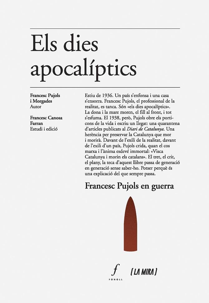 ELS DIES APOCALÍPTICS | 9788412536447 | PUJOLS MORGADES, FRANCESC | Galatea Llibres | Librería online de Reus, Tarragona | Comprar libros en catalán y castellano online