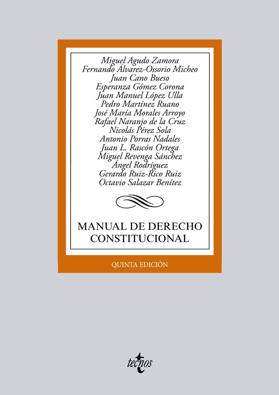 MANUAL DE DERECHO CONSTITUCIONAL | 9788430963195 | AGUDO ZAMORA, MIGUEL/ÁLVAREZ-OSSORIO MICHEO, FERNANDO/CANO BUESO, JUAN/GÓMEZ CORONA, ESPERANZA/LÓPEZ | Galatea Llibres | Librería online de Reus, Tarragona | Comprar libros en catalán y castellano online