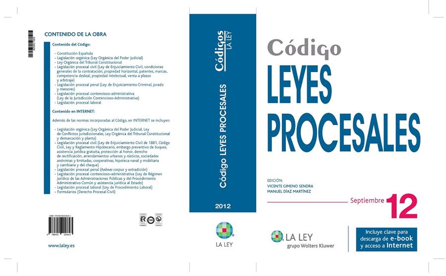 CODIGO LEYES PROCESALES 2012 | 9788490200643 | REDACCIÓN LA LEY | Galatea Llibres | Llibreria online de Reus, Tarragona | Comprar llibres en català i castellà online