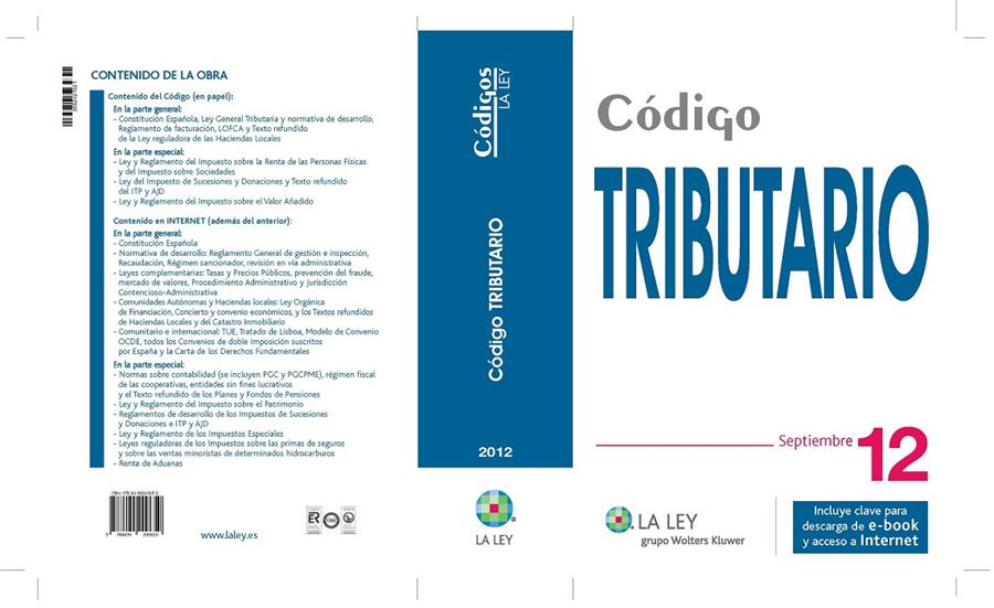 CÓDIGO TRIBUTARIO 2012 | 9788490200650 | Galatea Llibres | Librería online de Reus, Tarragona | Comprar libros en catalán y castellano online