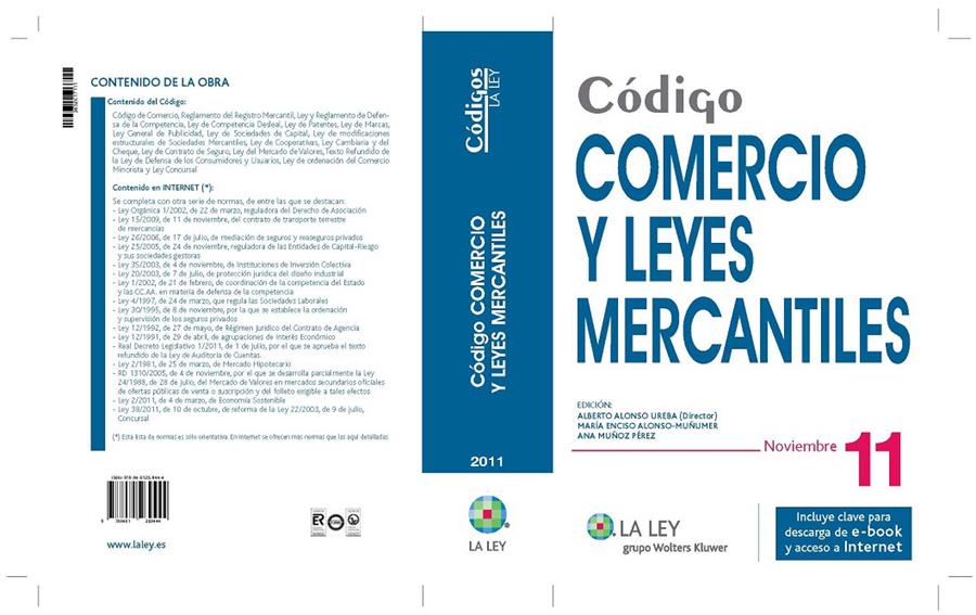 CÓDIGO COMERCIO Y LEYES MERCANTILES 2011 | 9788481269444 | ALONSO-MUÑUMER, MARÍA ENCISO/MUÑOZ PÉREZA, ANA | Galatea Llibres | Librería online de Reus, Tarragona | Comprar libros en catalán y castellano online