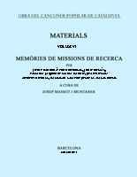 MEMORIA DE MISSIONS DE RECERCA.MATERIALS VOL,VI | 9788478267736 | MASSOT I MUNTANER, JOSEP | Galatea Llibres | Llibreria online de Reus, Tarragona | Comprar llibres en català i castellà online