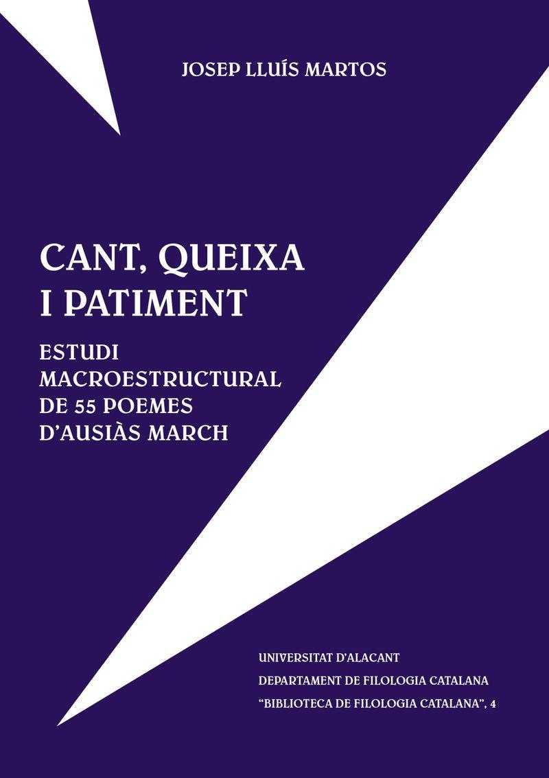 CANT, QUIXA I PATIMENT.ESTUDI MACROESTRUCTURAL DE 55 POEMES | 9788479083366 | MARTOS, JOSEP LLUIS | Galatea Llibres | Llibreria online de Reus, Tarragona | Comprar llibres en català i castellà online