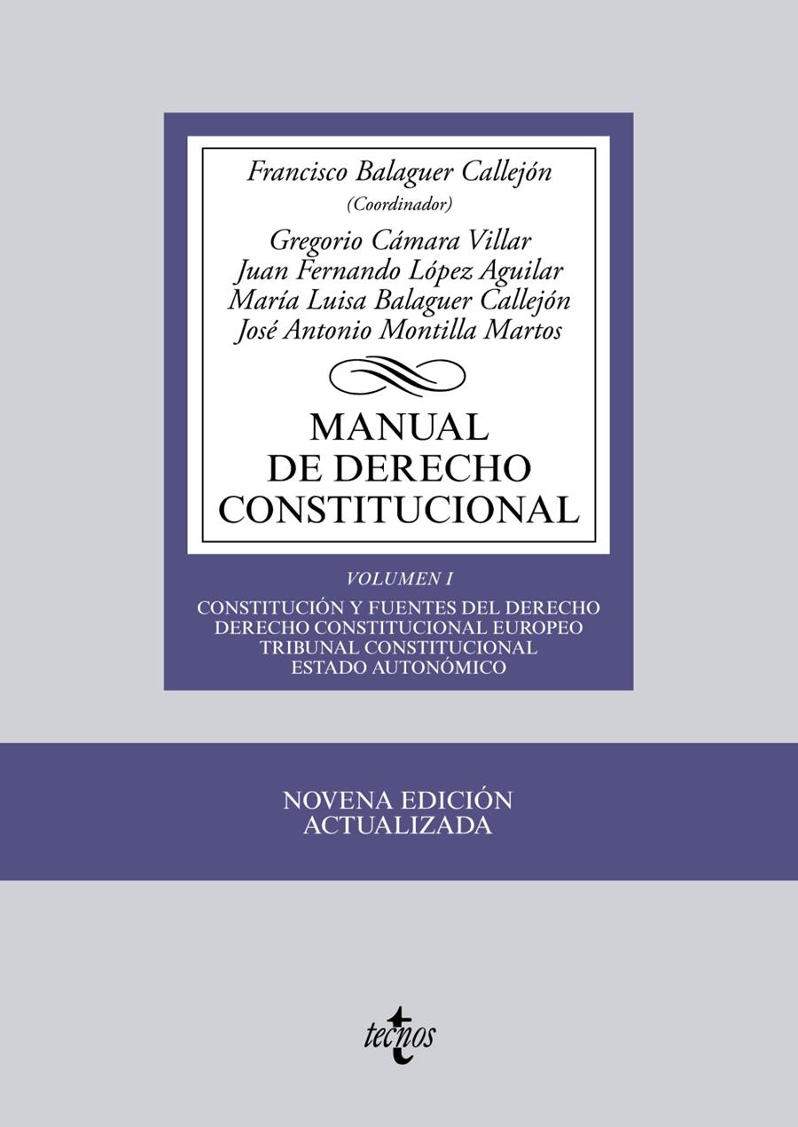 MANUAL DE DERECHO CONSTITUCIONAL VOL. 1 | 9788430963270 | BALAGUER CALLEJÓN, FRANCISCO (COORD.) | Galatea Llibres | Llibreria online de Reus, Tarragona | Comprar llibres en català i castellà online