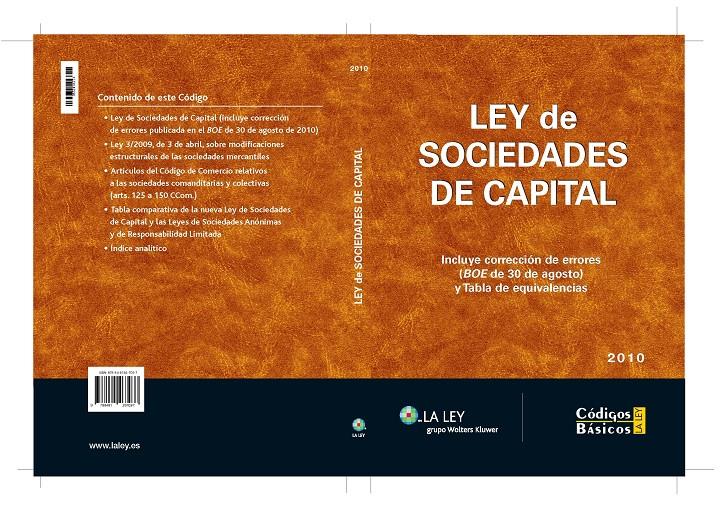 LEY DE SOCIEDADES DE CAPITAL 1ª EDIC | 9788481267037 | REDACCIÓN LA LEY | Galatea Llibres | Librería online de Reus, Tarragona | Comprar libros en catalán y castellano online