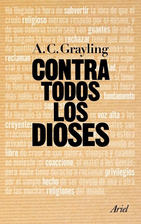 CONTRA TODOS LOS DIOSES | 9788434469822 | GRAYLING, ANTHONY | Galatea Llibres | Llibreria online de Reus, Tarragona | Comprar llibres en català i castellà online