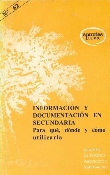 INFORMACION Y DOCUMENTACION EN SECUNDARIA | 9788427711396 | DE TORRES RAMÍREZ, ISABEL/MARTÍNEZ SANTAMARÍA DE UNZÁ, ISABEL | Galatea Llibres | Llibreria online de Reus, Tarragona | Comprar llibres en català i castellà online