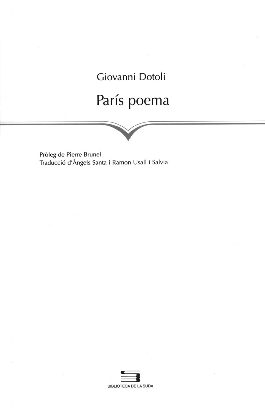 PARIS POEMA | 9788497792264 | DOTOLI, GIOVANNI | Galatea Llibres | Librería online de Reus, Tarragona | Comprar libros en catalán y castellano online