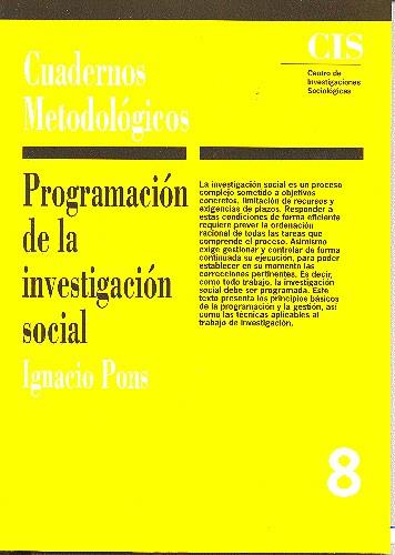 PROGRAMACION DE LA INVESTIGACION SOCIAL | 9788474761825 | PONS, IGNASI | Galatea Llibres | Librería online de Reus, Tarragona | Comprar libros en catalán y castellano online